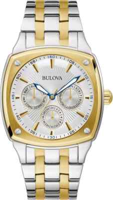 Bulova Mens Classic Multi Function Silver Dial Two Tone Steel Strap Watch 98C142