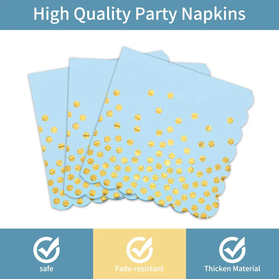 105 PIEZAS Decoraciones de Baby Shower para Niños Platos y Servilletas Azules Fiesta Sup... Foto 4 de 4