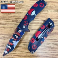 8.5"Sasuke Uchiha Naruto Anime Tactical Spring Assisted Open Pocket KnifeCartoon
