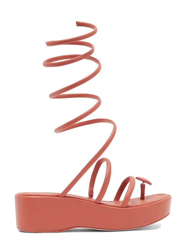 $498 Cult Gaia Wrap Up Coil Leather Gladiator Platform Wedge Sandals Pumps 36 6