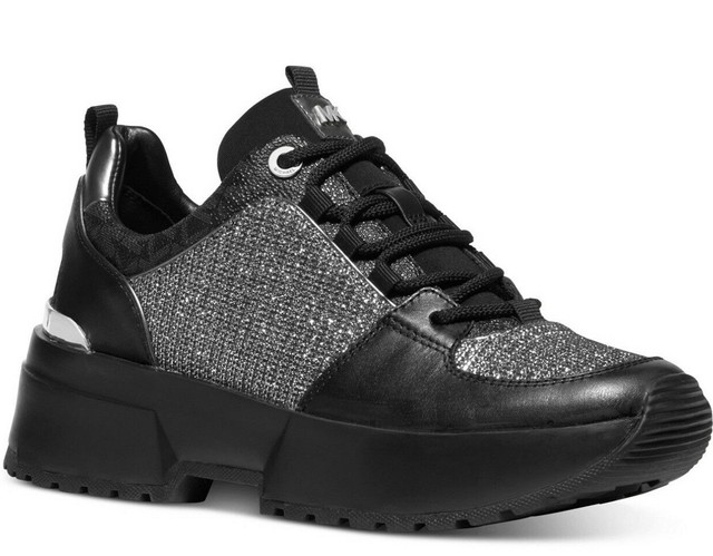 michael kors sneakers black and silver