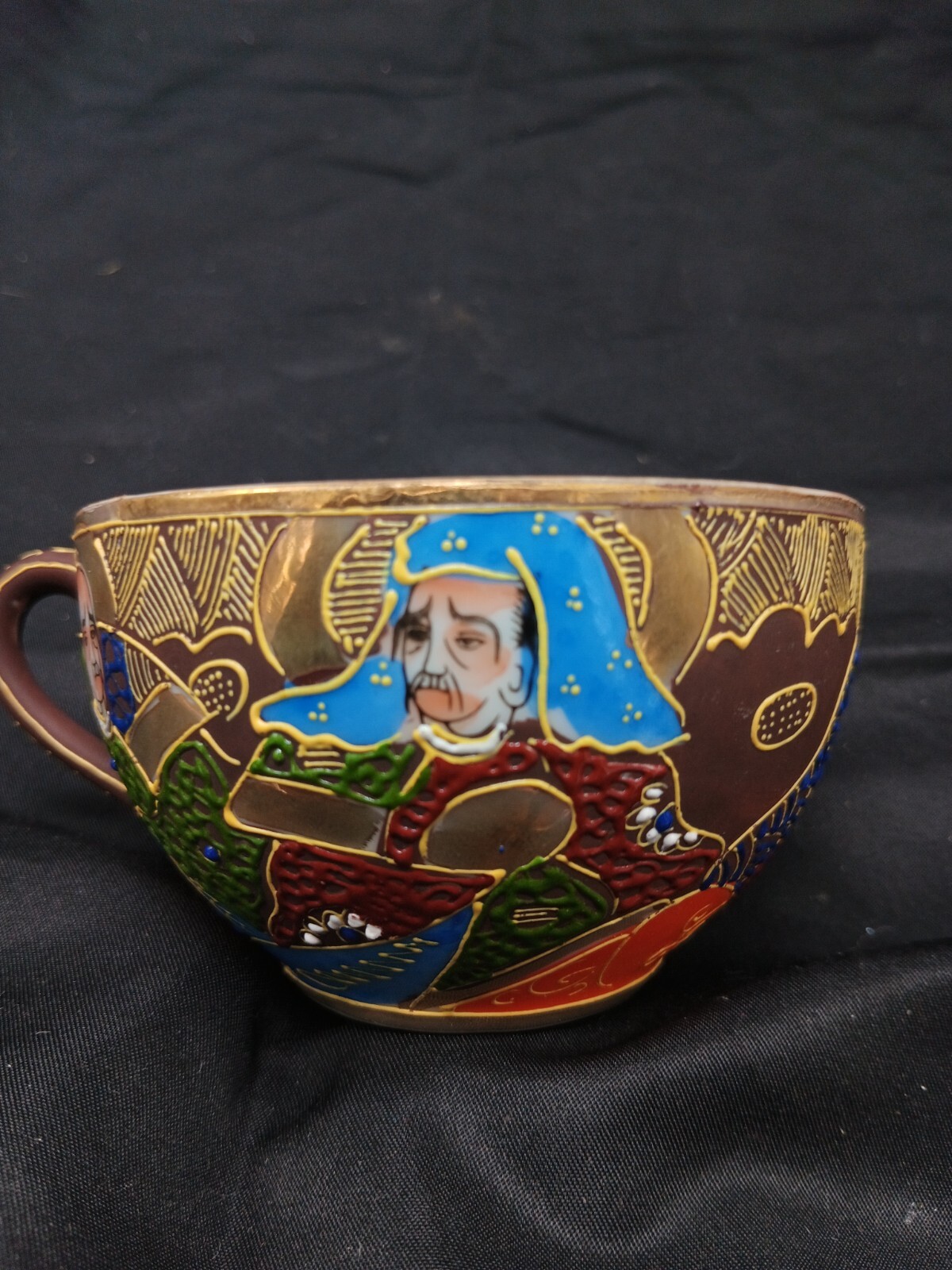 Satsuma IMMORTALSBeaded MORIAGE Geisha LITHOPHANE CUP Made in JAPAN