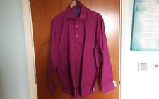 Mens Hawes & Curtis Chelsea Shirt Single Cuffs Cotton Red Wine Colour size XXL