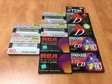 Lot of 10 Audio Cassette Tapes SEALED Maxell  UDII CD 110 RCA RC60 TDK D60