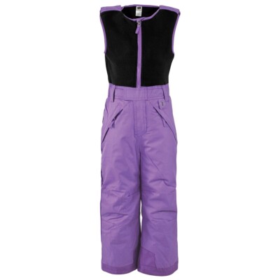 Hudson Baby Kids Unisex Snow Bib Overalls with Fleece Top, Purple - XL - M-1