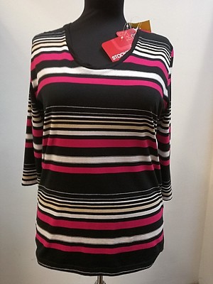 Shirt-Damen, STOOKER WOMEN, Gr. 46, 3/4-Arm, Rundh, Ringel unterschiedl. Breite