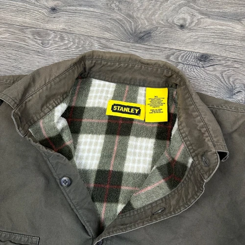 Vintage Stanley Flannel Lined Shirt Jacket Mens XL Button Pockets Olive Green image 6
