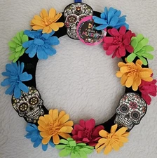 14" Evriholder Calaveras Day of the Dead Dia de los Muertios Wreath NEW