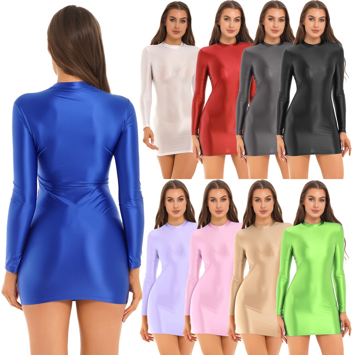 Allegra K Damen Spitze Kleid Langarm Party V-Ausschnitt Transparent