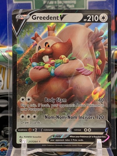 Greedent V Holo Half Art Ultra Rare 217/264 Pokémon TCG Fusion Strike NK3S