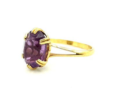 Bague En Or 18 Carats Avec Améthyste - Taille 53 - 2,18 G - Occasion
