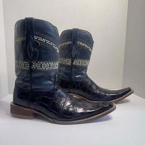 El Malcreado Black and White Cowboy Boots s-l1200.jpg main image 2