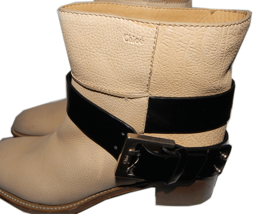 $1150 Chloe Buckle Strap Ankle Boots Riding Motorcycle Biker Booties Sz 6-36.5 - Picture 6 of 8