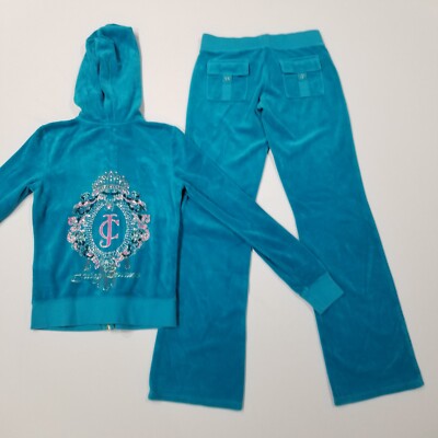 Juicy Couture TrackSuit Matching Set Blue XS Small Jacket Pants