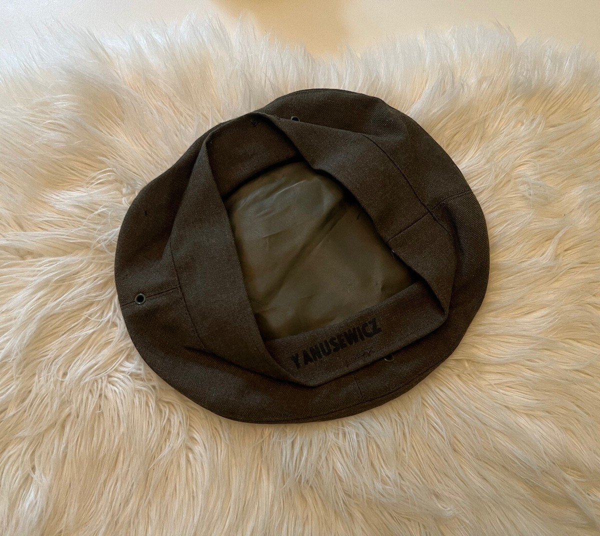 Vintage Military Cover Service Wool Serge Green CAP Men's Size 5/8