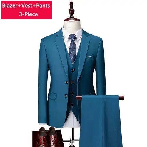 ( Sakko + Weste + Hose ) Boutique Herren Anzug 3-teiliges Set Bräutigam Brautkleid - Bild 30 von 52