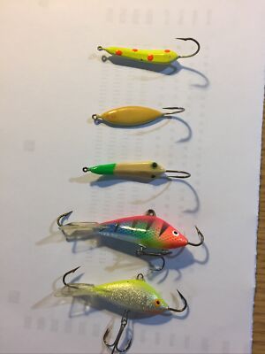 Fishing Lures, 5 Assorted Ice Fishing Jigs,Fresh Water, Used ,Lot 5 Items.Nice.