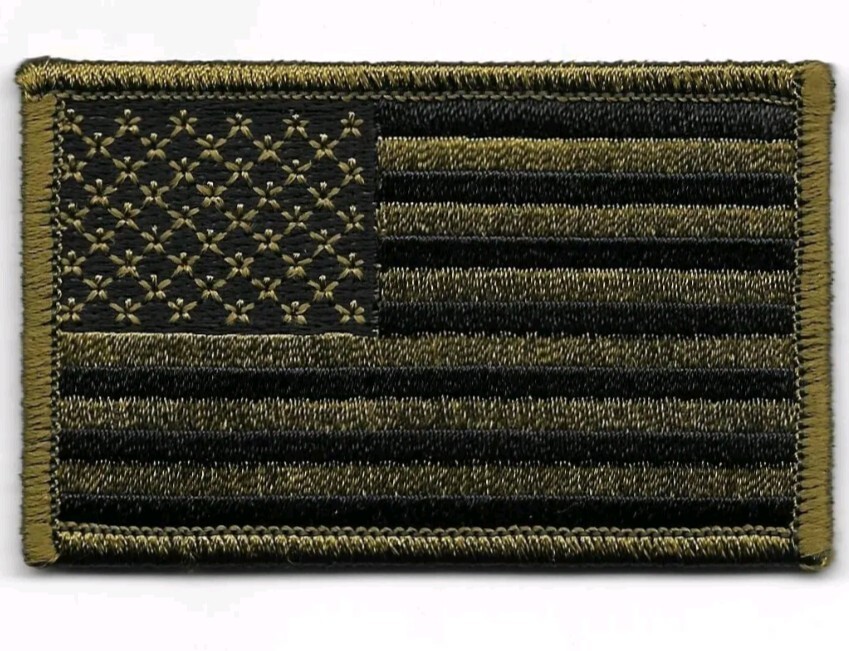 Olive Green Black United States US Flag Patch Hook/Loop Tactical 2