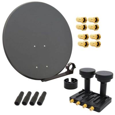 SAT Anlage Antenne 80cm Satelliten Schüssel Quad LNB Monoblock ASTRA HOTBIRD 4K