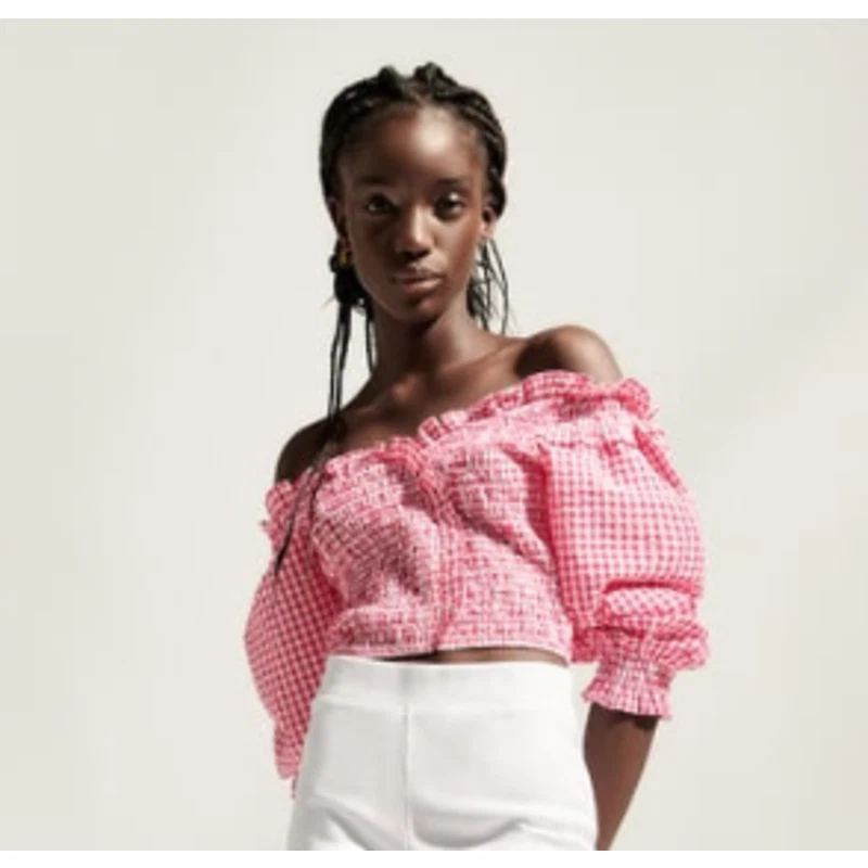 red gingham top zara