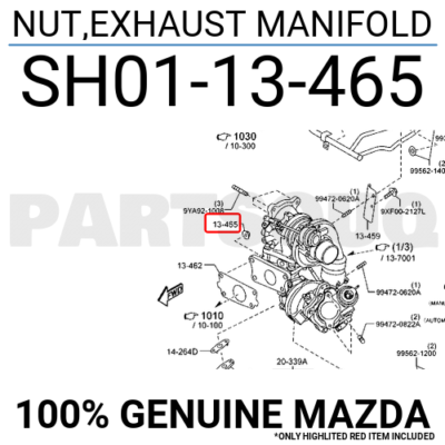SH0113465 Genuine Mazda NUT,EXHAUST MANIFOLD SH01-13-465 | eBay