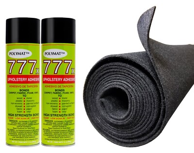 16FT x 45'' CHARCOAL Gun Case Safe Cabinet fabric +2 777 CANS SPRAY GLUE