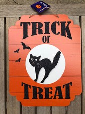 Trick Or Treat Halloween Cat Glitter Wall Door Decor
