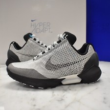 NUEVO CON ETIQUETAS Nike Hyper Adapt 1.0 Metálico Plateado Zapatillas con Cordones Mag 10 AUTÉNTICAS