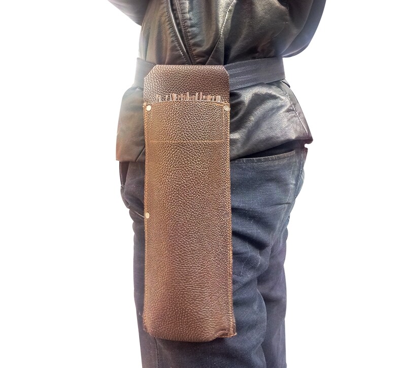 Cowhide Welding Rod Holder – Waist Bag / Tool Belt Pouch With Metal Hook, High-Temperature Resistant