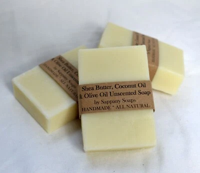 Handmade Vegan Organic ingredients Natural Coconut Oil Shea unscented Soap