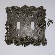 American Tack & Hardware Vintage Double Light Switch Plate #60TT Ornate Floral