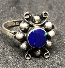 Vintage Southwestern Dark Blue Sterling Silver 925 Ring Size 5