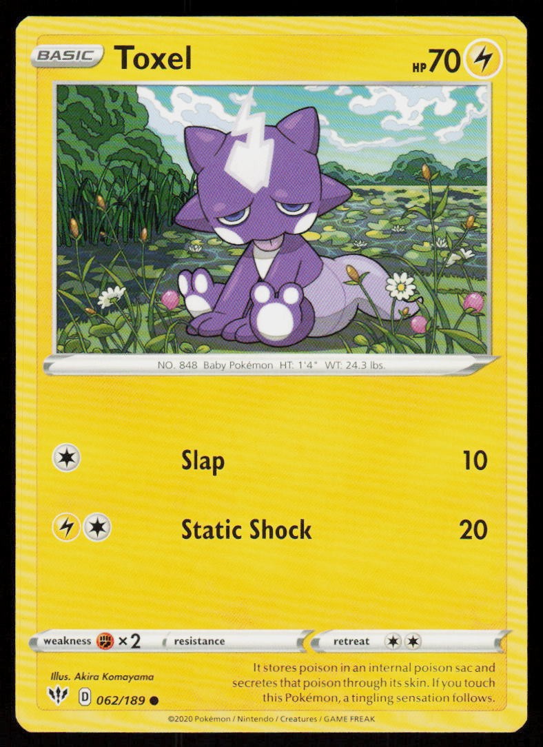 Toxel 062/189 Common Darkness Ablaze Pokemon Near Mint