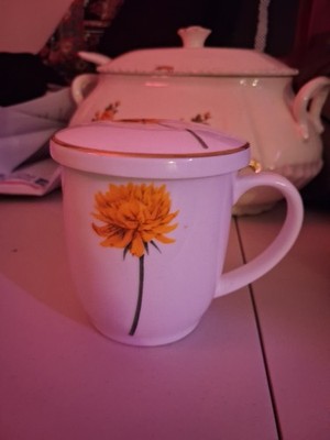 Cha Cult Marigold Porcelain Tea Mug & Strainer Set