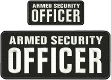 ARMED SECURITY OFFICER Embroidery Patch 4x10 And 2x5'' Velcr On Back WHIT/BLACK