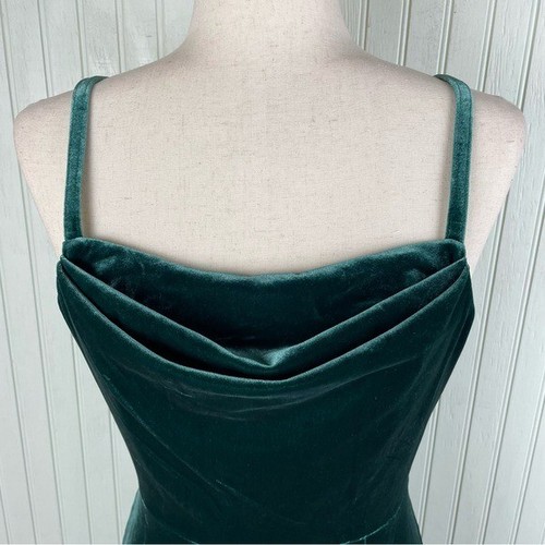 Robe neuve Birdie grise crêpe velours émeraude maxi col vachette femme taille S - Photo 4/11