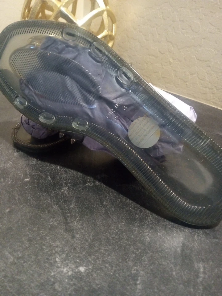 Woman Bebe Jelly Sandals Studed Flats Rhinestones Size 8 Clear - Изображение 3 из 4