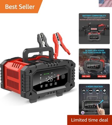 High-Efficiency 20A Battery Maintainer for LiFePO4 & Lead Acid with LCD Display