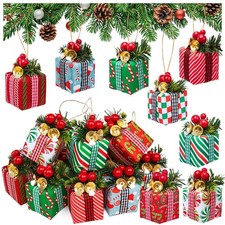 16 Mini Gift Boxes, Xmas Ornaments Present Boxes, Miniature Hanging Christmas...