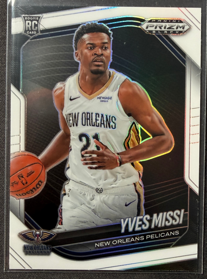 Yves Missi 2024-25 Panini Prizm Black 095/175 Base White RC Pelicans #3
