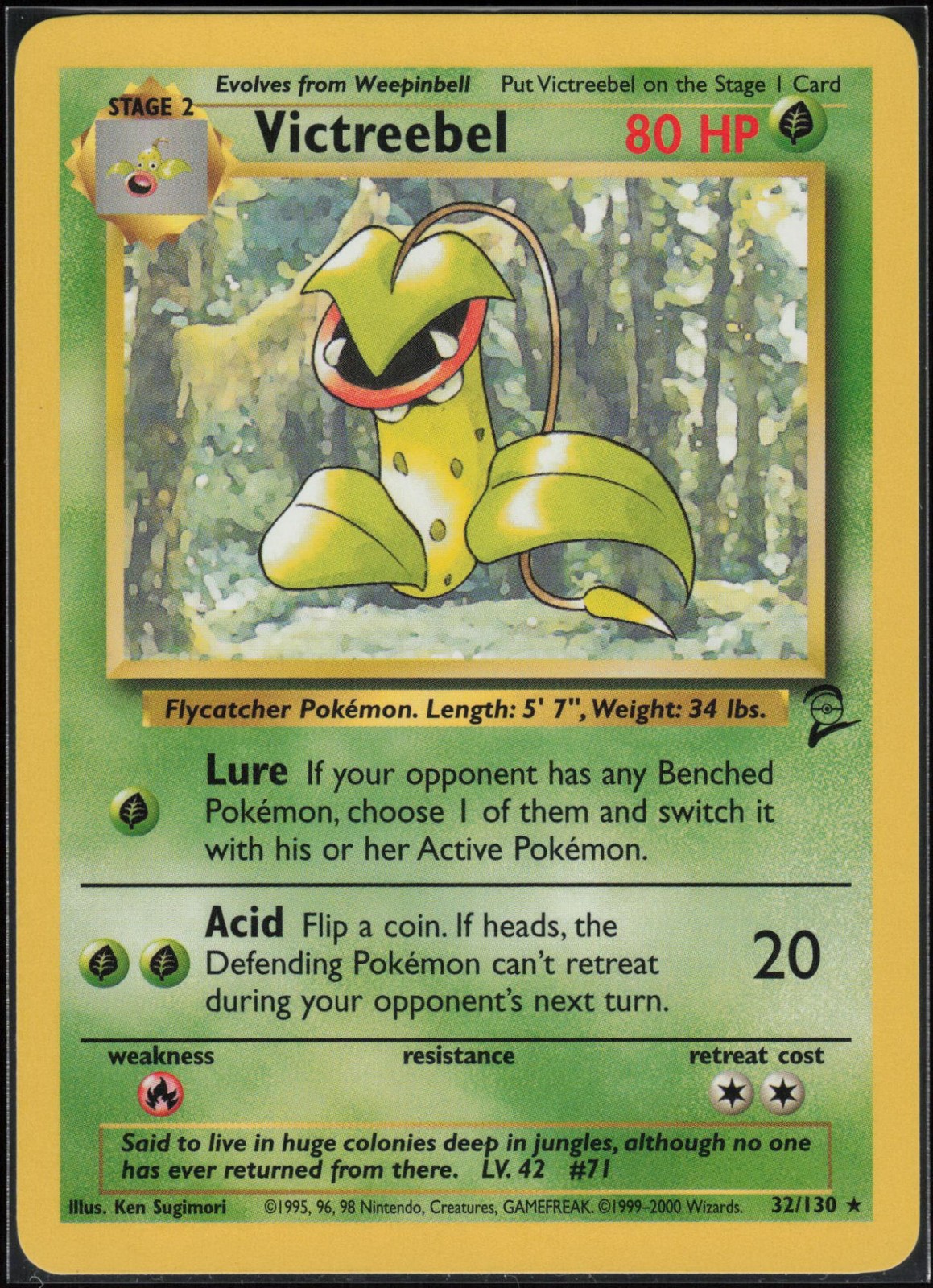 Victreebel 32/130 Rare Base Set 2 Pokemon - Clean