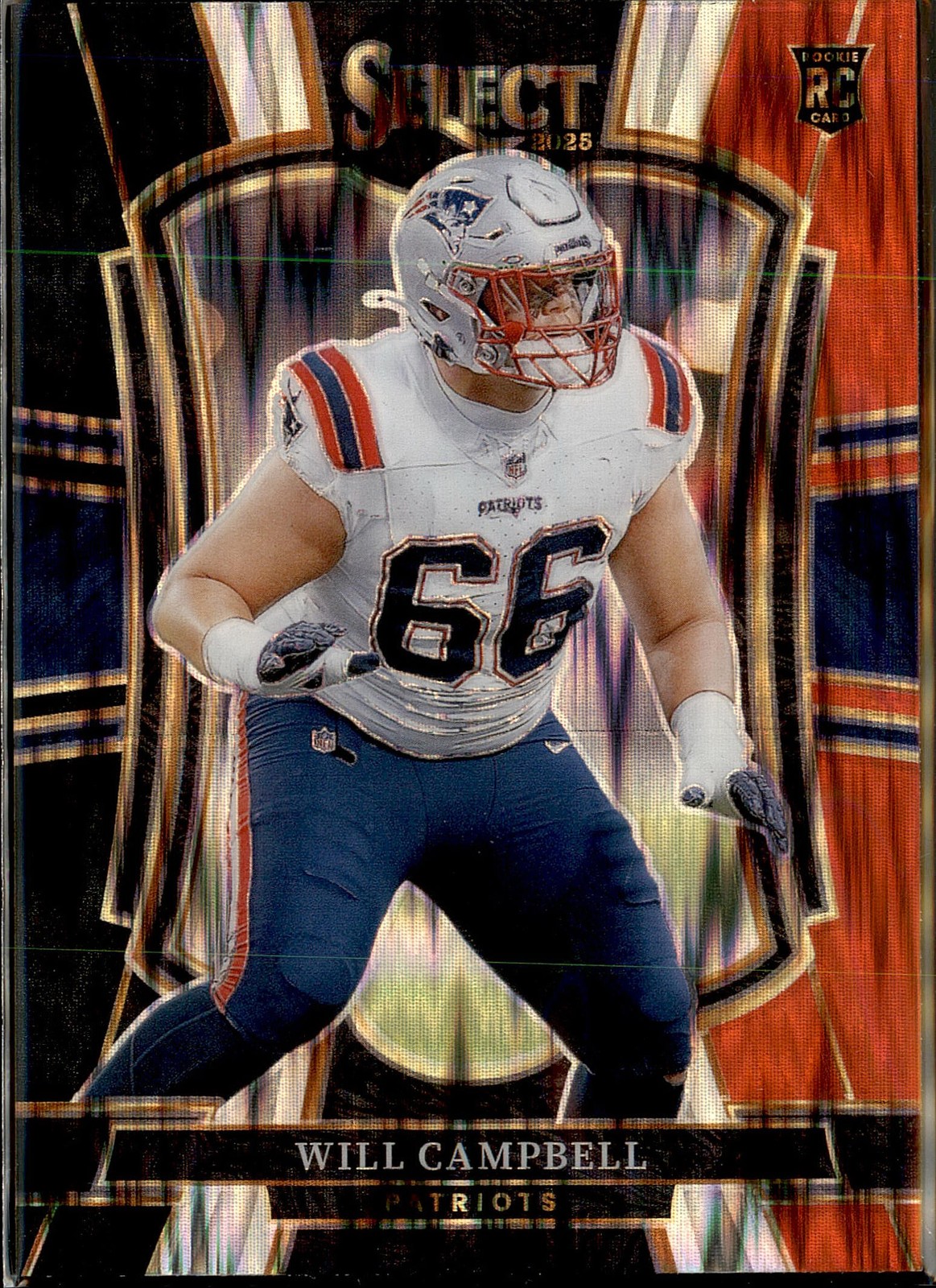 2025 Panini Select #179 Will Campbell Black and Orange Prizm Shock