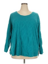 Simply Vera Vera Wang Women Green 3/4 Sleeve T-Shirt 2X Plus