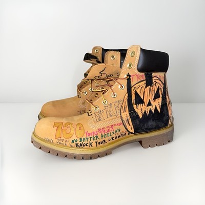 Asspizza Hand-Drawn Timberland Boots Size 11