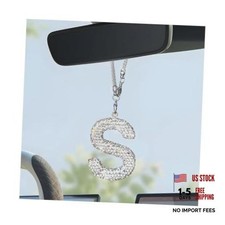 Bling Initial Car Rear View Mirror Ornament - Crystal Pendant Auto Mirror S
