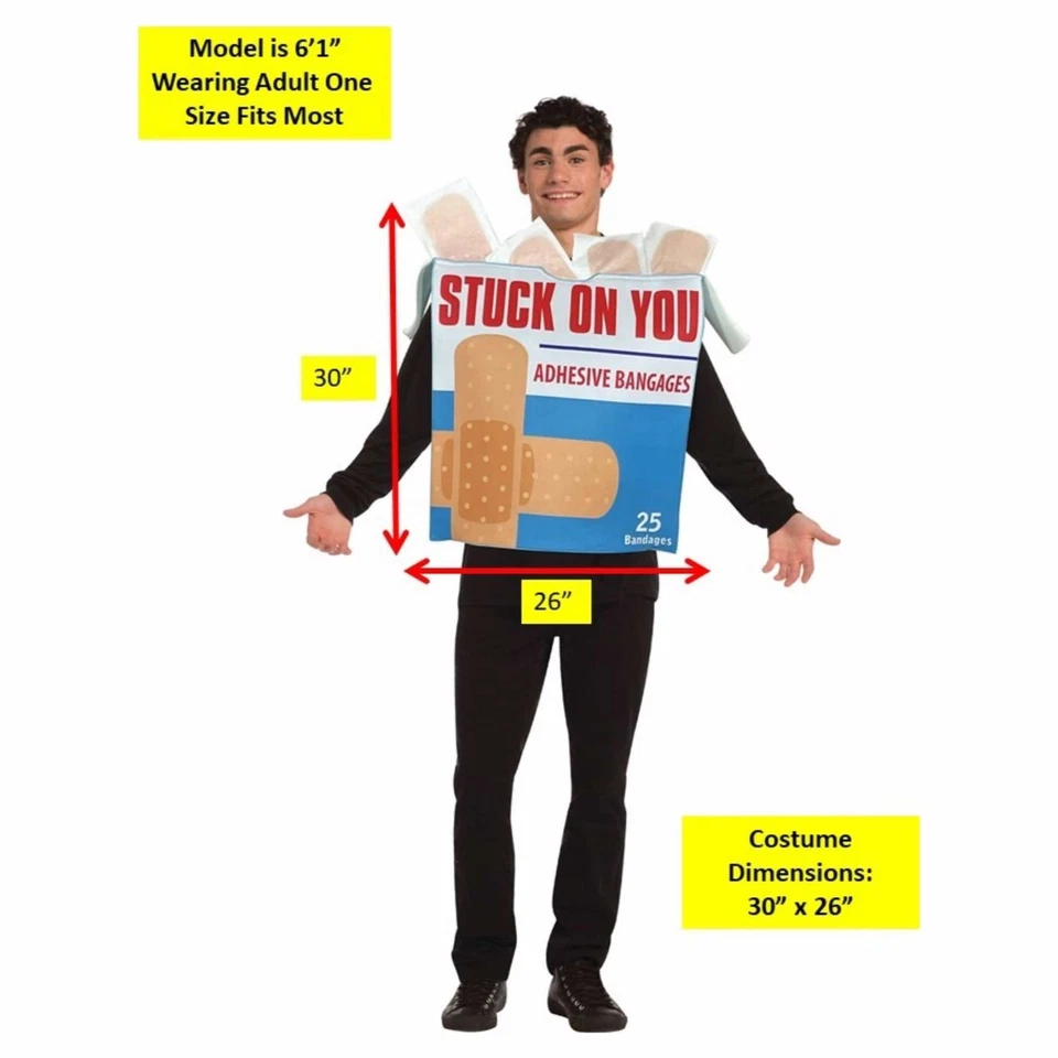 Stuck On You Bandages Box Plaster Funny Unisex Adult Mens Womens Costume - Image 2 of 2
