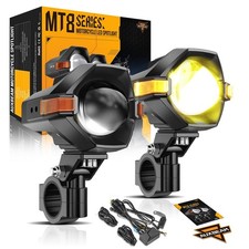 Auxbeam Motorcycle LED Fog Lights White/Amber 3 Inch 120W 2 Pack