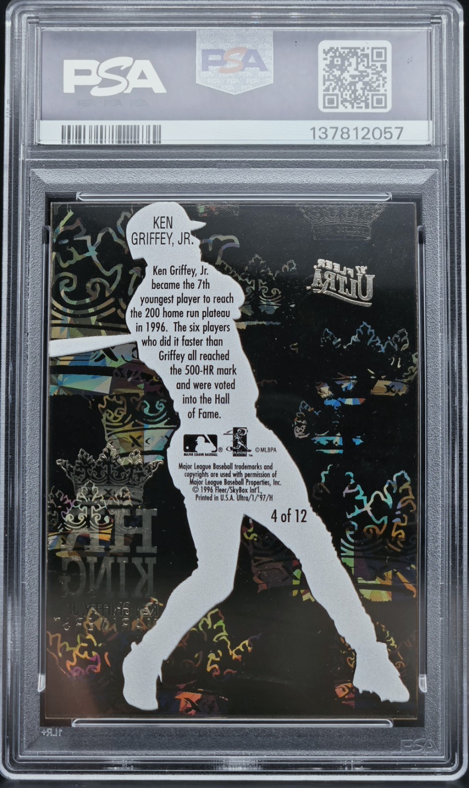 1997 Ultra Ken Griffey Jr Home Run Kings PSA 9 MINT - Crystal Clear Acetate view 3