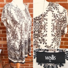 WALLIS Size 18 20 Black White Floral Dress Summer Stretchy Holiday Excellent S8