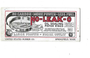 Advertising Blotter No-Leak-O Piston Rings Baltimore MD US Rubber Springfield MA